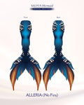 Blue and orange salvus mermaid Swimmable fabric tail with vibrant blue and orange print