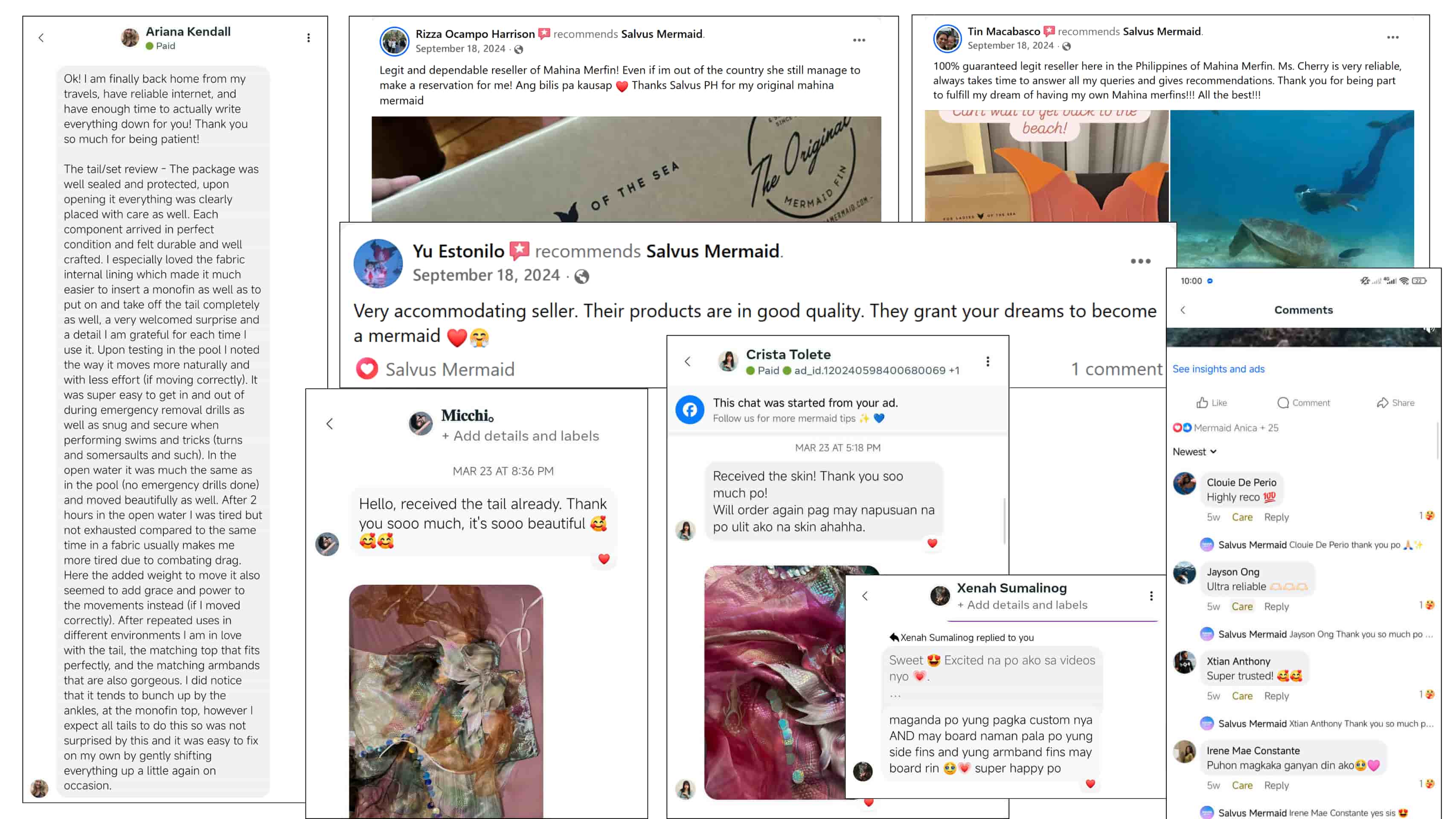 Screen capture of positive review of salvus mermaid customers